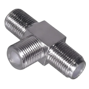 Emenda T Fêmea F x F x F Niquelada 75 Ohms para Cabo Coaxial