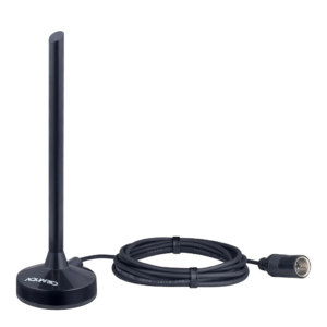 Aquário DTV-100P Antena Digital Interna Portátil Omnidirecional VHF UHF FM HDTV 4K com Base Magnética e Cabo Coaxial de 3 Metros