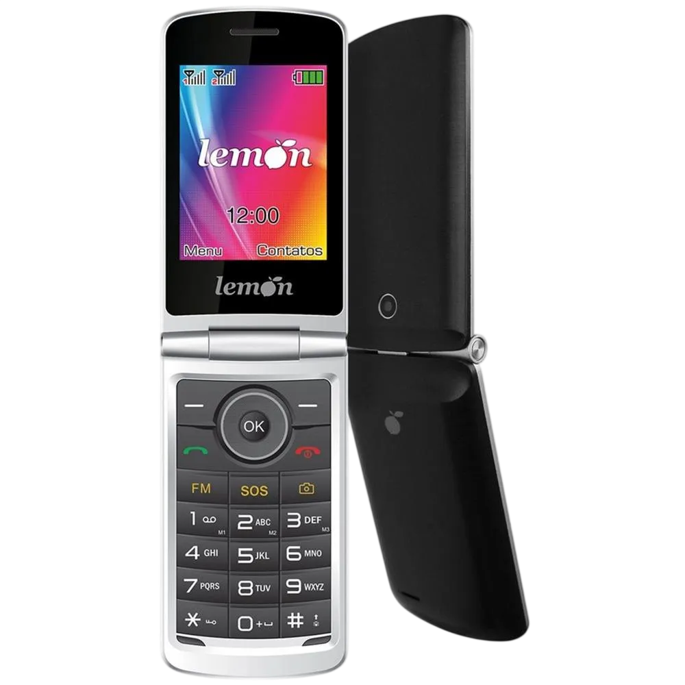 Celular Portátil Flip 2G Dual SIM Viva 4 LM-755 com Botão SOS e Lanterna Lemon