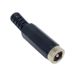 Conector Jack DC P4 Fêmea 2,1x5,5mm com Terminal de Solda e Capa Protetora para Fontes e CFTV