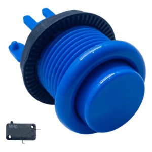 Botao de Comando em Nylon Eletromatic Azul 28mm com Rosca e Mola Inox