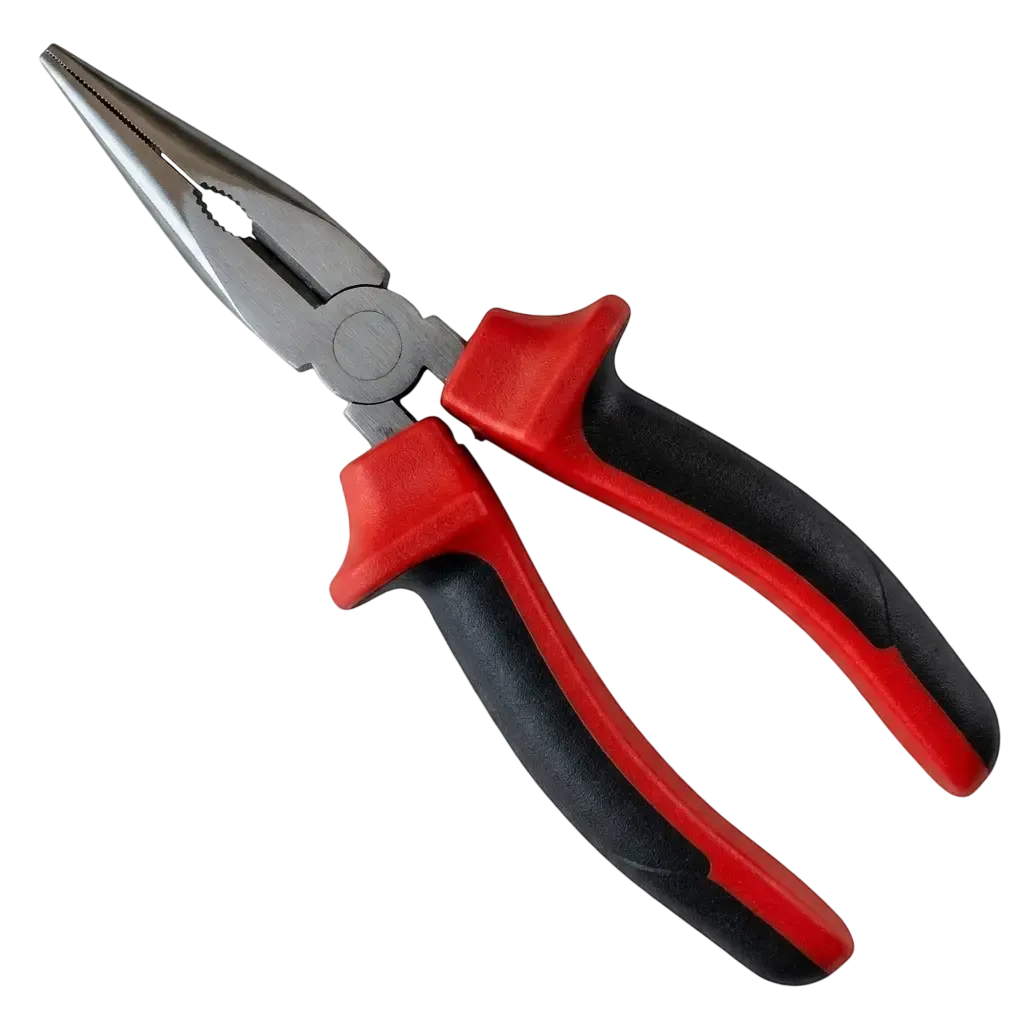 Alicate de Bico Longo Meia-Cana 160mm 6 Polegadas em Aço Carbono Forjado com Cabo Isolado Blister
