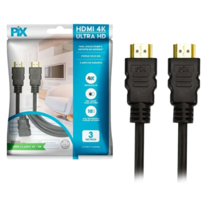 Cabo HDMI 2.0 4K Ultra HD HDR PIX 3 Metros 19 Pinos Blindado com Ethernet Preto - 018-2223