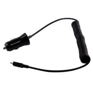 Carregador Automotivo Multilaser 2 Portas USB com Cabo Micro USB V8 Integrado 12V/24V 2.1A Preto - CB083