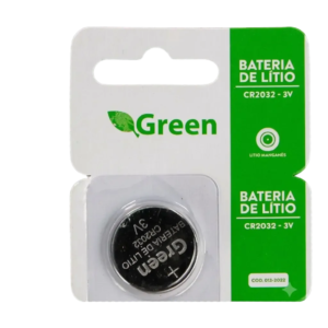 Bateria de Litio Manganes Green CR2032 3V 013-3032 para Placa Mae Sensores e Controles