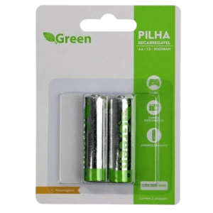 Pilha Recarregável Ni-MH Green 1.2V AA 2000mAh Cartela com 2 Unidades 022-1220