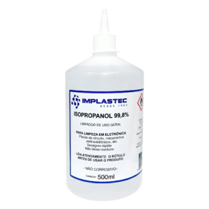 Álcool Isopropílico Implastec Isopropanol com 99,8% de Pureza Máxima para Limpeza de Componentes Eletrônicos Frasco 500ml