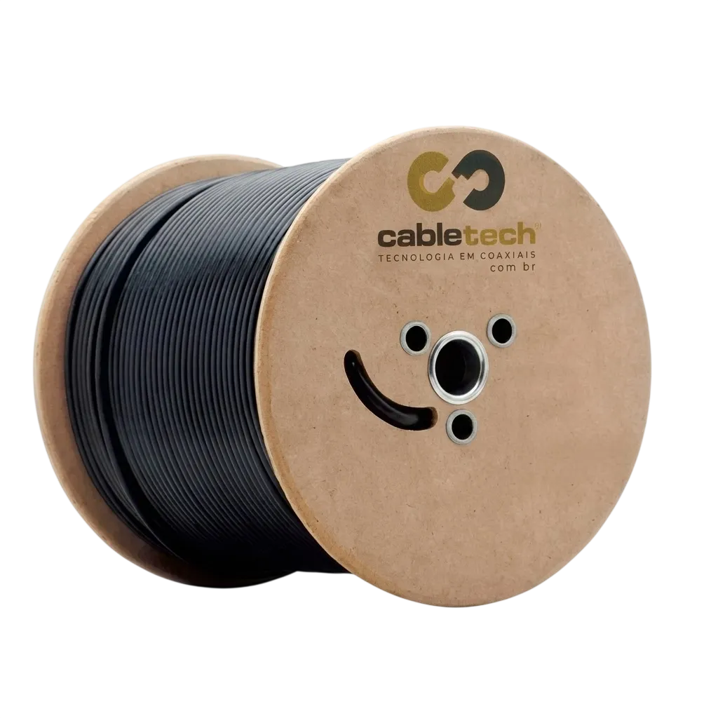 Cabo Coaxial RG11 Tri-Shield (TS+P) - Bobina 305m - Preto - Cabletech