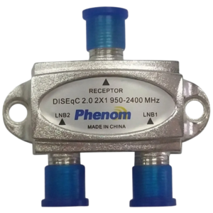 Chave DiSEqC 2x1 2.0 Phenom Satélite 950-2400MHz Alta Isolação e Baixa Perda de Inserção