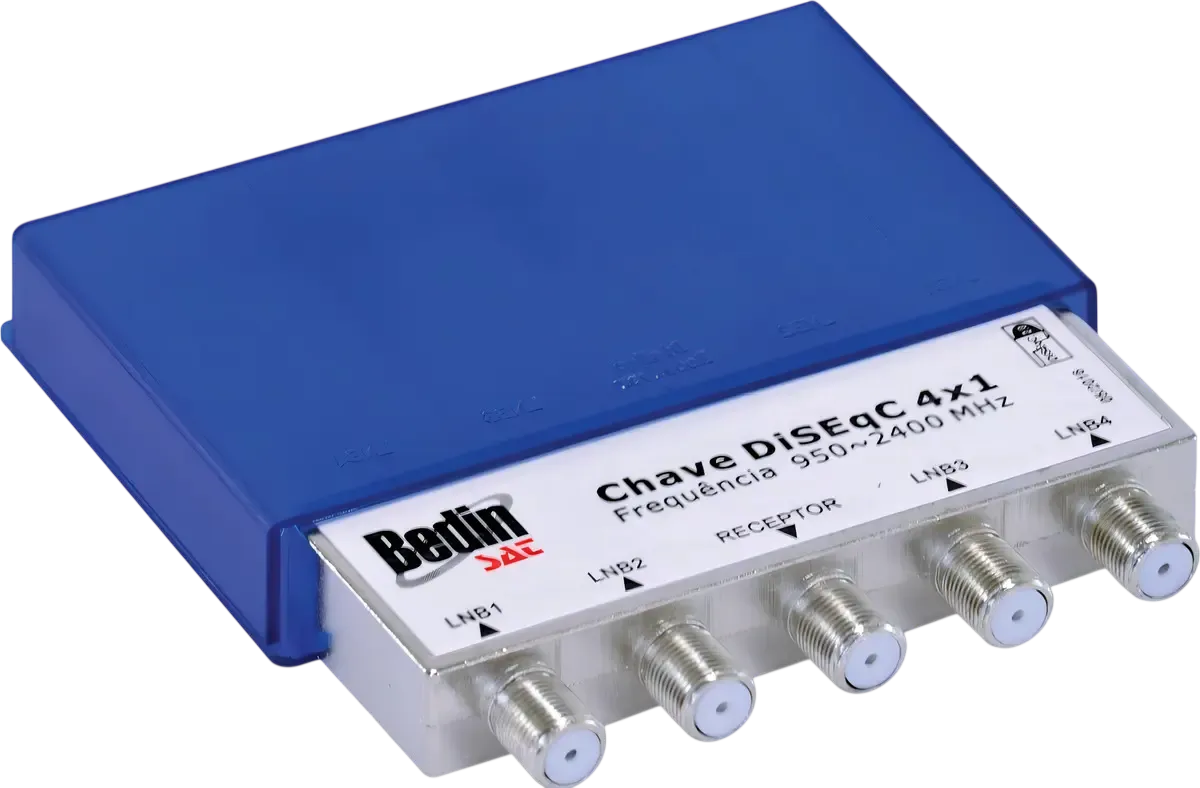 Chave DiSEqC 1x4 Bedin Sat para Comutação de Satélites 950-2400MHz
