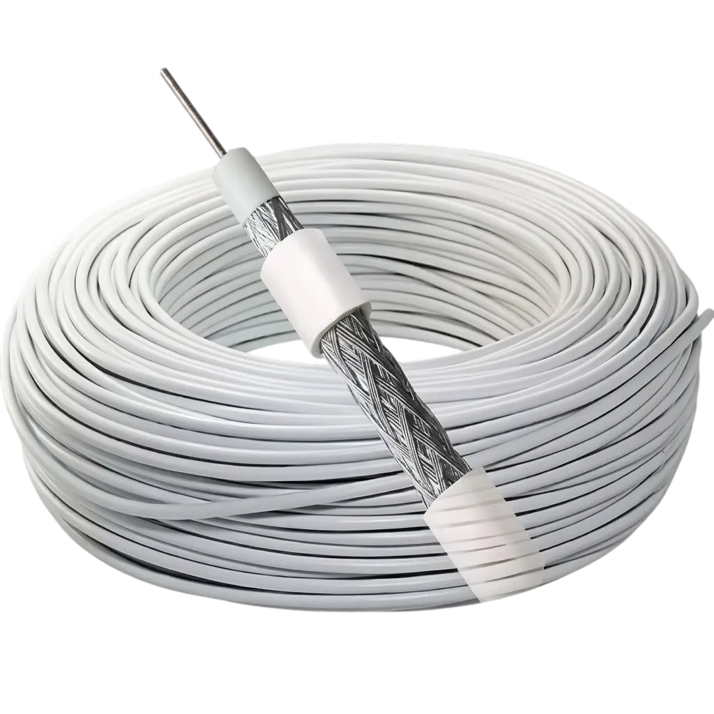 Cabo Coaxial RG59 Imagevox 55% de Malha 8 Metros Branco com Conectores
