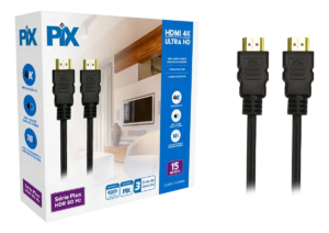 Cabo HDMI Pix Premium 2.0 4K Ultra HD HDR 19 Pinos com Filtro de Ferrite 15 Metros