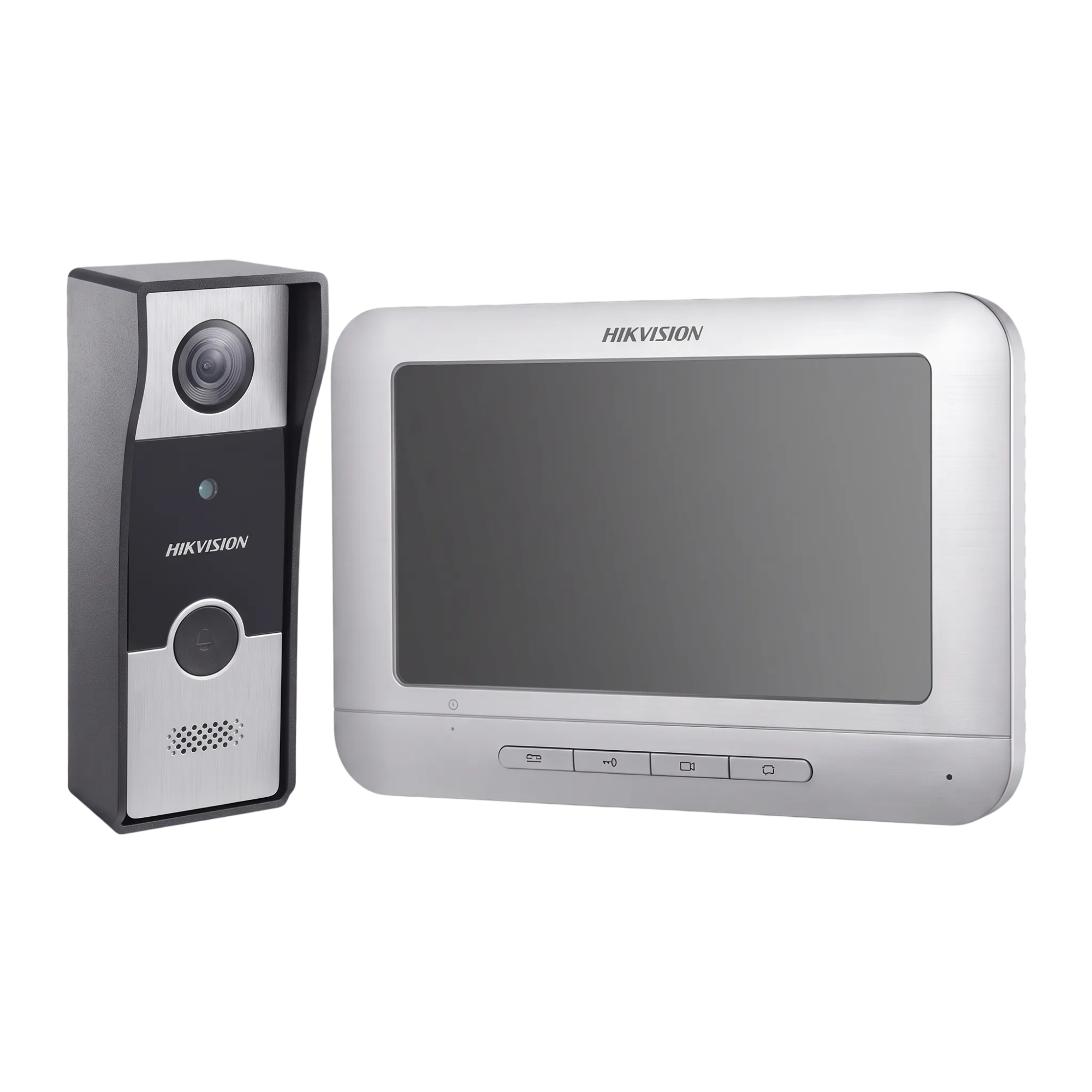 Kit Vídeo Porteiro Analógico Hikvision DS-KIS202 Tela 7 Pol Monitor DS-KH2200 e Unidade Externa DS-KB2411-IM 1 Unidade