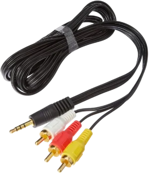 Cabo de Áudio e Vídeo AV Profissional P3 Estéreo TRRS 90 Graus para 3 RCA Macho Conectores Gold 1,20m
