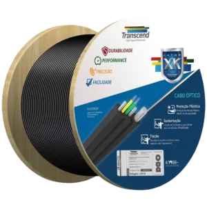 Cabo Óptico Compacto Flat Drop Transcend 1FO Monomodo Low Friction LSZH - Bobina 2km