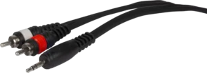 Cabo de Áudio Analógico Auxiliar Profissional P2 Estéreo 3.5mm TRS para 2 RCA Macho 1,20m