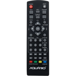 Controle Remoto para Conversor Digital Aquário Séries DTV-5XXX / DTV-5000 com Teclas em Português