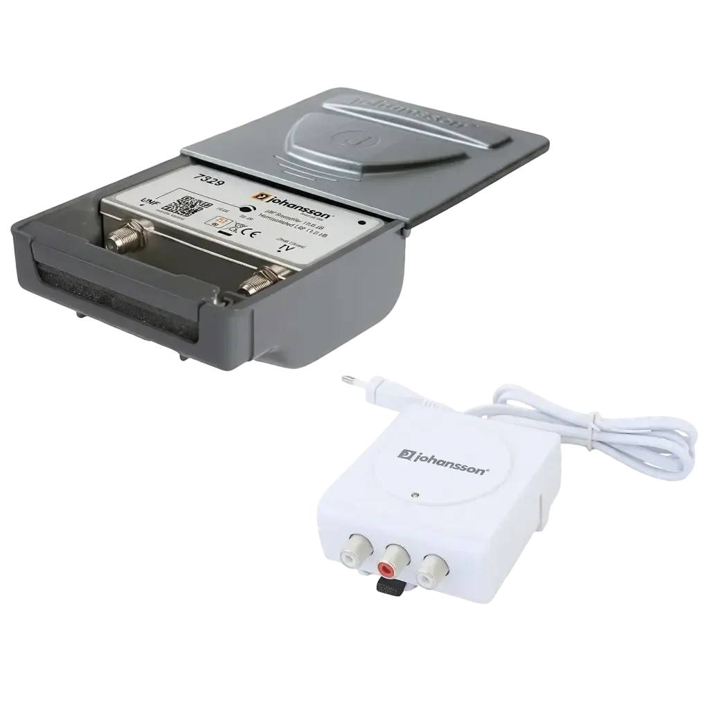 Amplificador de Mastro e Linha Digital Terrestre ISDB-T Johansson Kit 7329/2436 com Fonte
