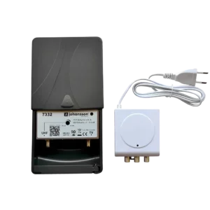 Amplificador de Mastro e Linha Digital Terrestre ISDB-T Johansson Kit 7332/2436 com Filtro LTE 5G e Fonte
