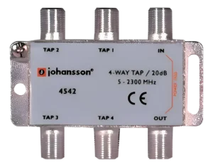 Johansson 4542 Derivador Tap de Sinal Coaxial 4 Vias 20dB 5-2300MHz Banda Ku e Terrestre