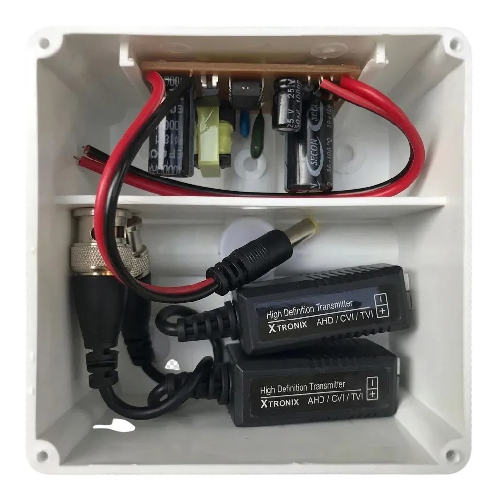 Powerbox Balun Xtronix Organizador de Cabos com Fonte 12V e Par de Baluns HD P4 para CFTV
