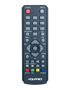 Controle Remoto Aquário ACE-DTV40-CNT para Conversor Digital DTV-4000 DTV-7000 DTV-9000 Infravermelho Preto - ACE-DTV40CNT