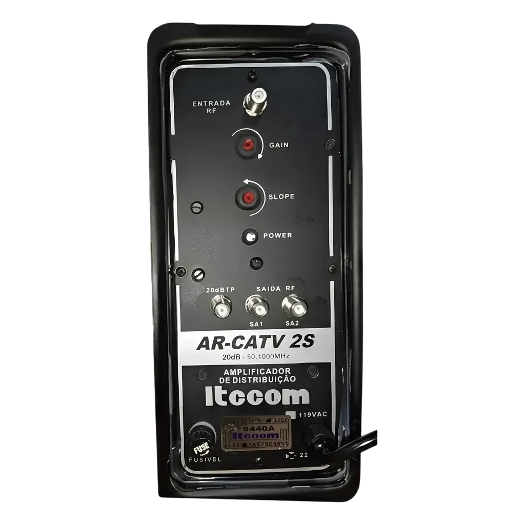 Amplificador de Linha CATV Externo ITCCOM AR-CATV2S/2 1000MHz 30dB 2 Saídas 220V