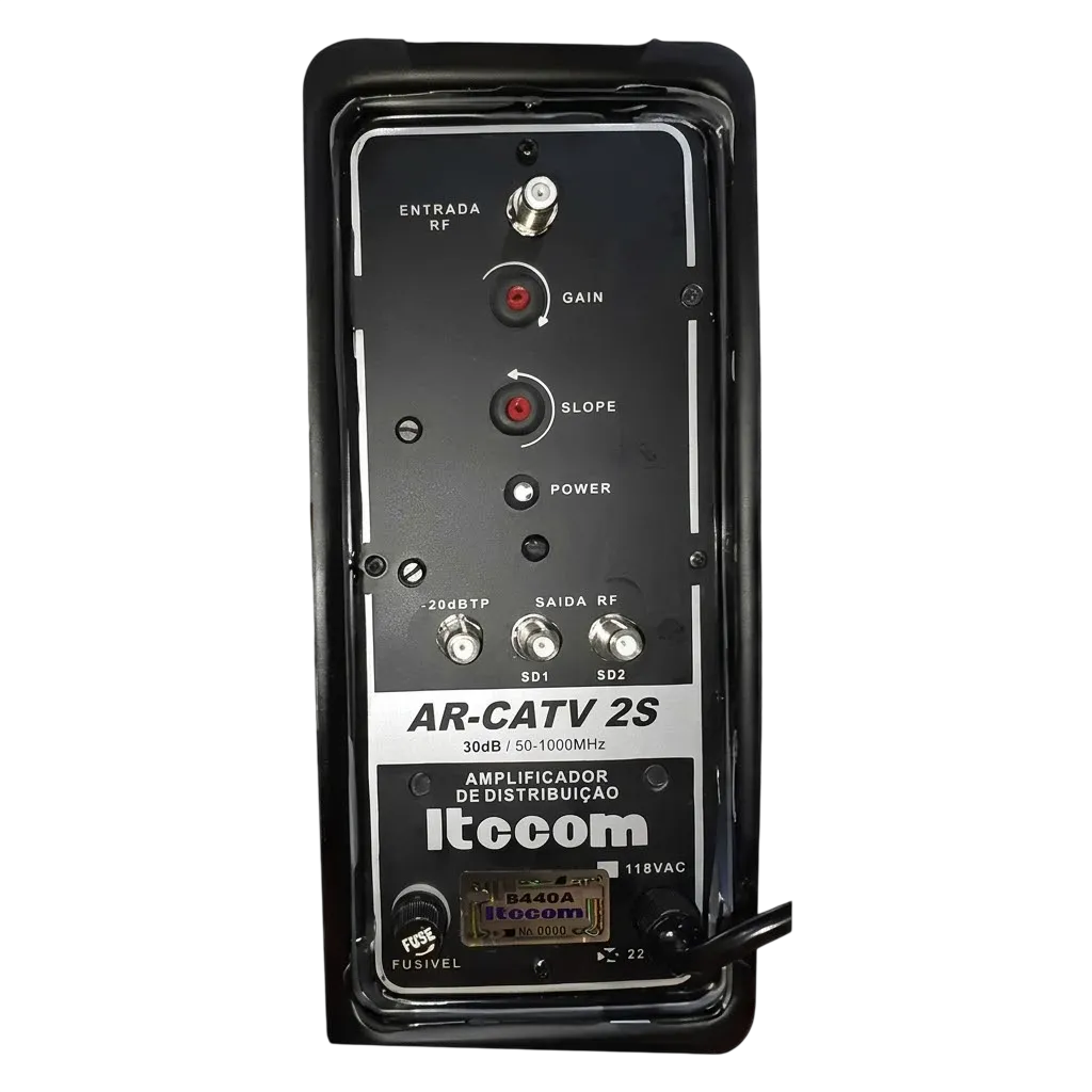 Amplificador de Linha CATV Externo ITCCOM AR-CATV2S/2 1000MHz 30dB 2 Saídas 110V