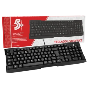 Teclado Office 5+ KC-500 USB ABNT2 com Memória de Membrana e Sistema de Escoamento Preto - 015-0041