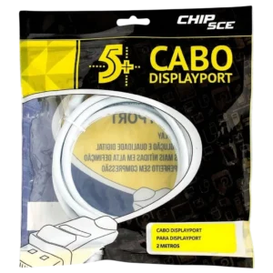 Cabo DisplayPort para DisplayPort 1.2 4K 60Hz 2 Metros Branco 5+ - 018-7493