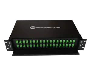 Distribuidor Interno Óptico DIO Shoreline 19 Pol 1U 36 FO Completo Montado com Pigtails e Acopladores SC/APC - SL-DIO36-APC