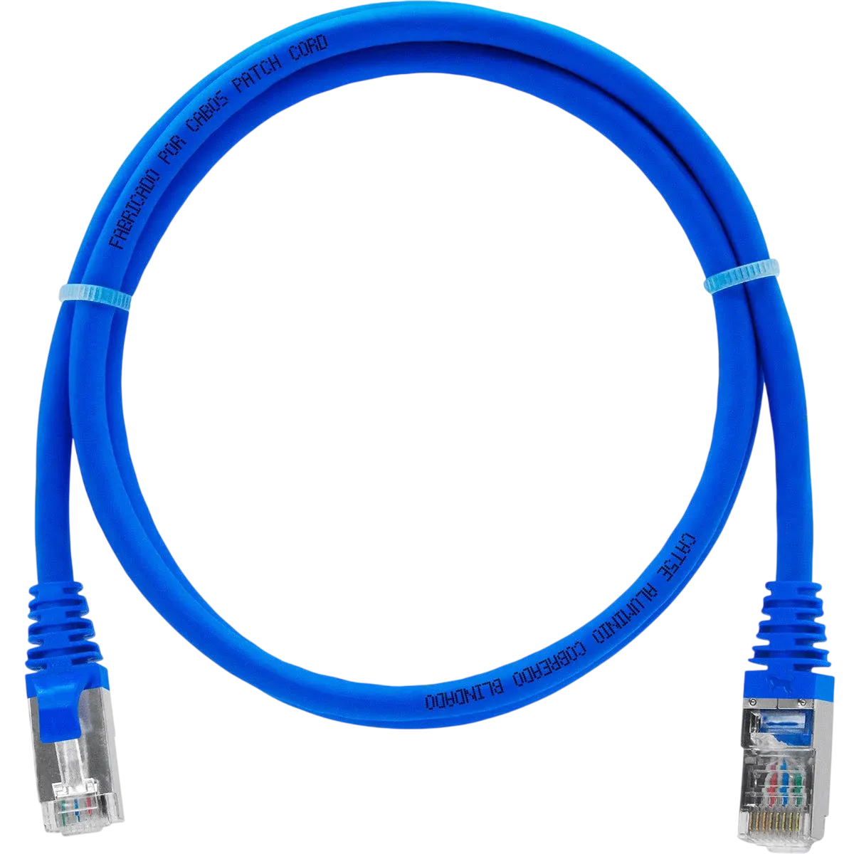Patch Cord Blindado Cat5e FTP RJ45 2 Metros Azul - 018-1074
