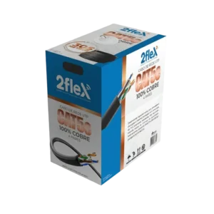 Cabo de Rede LAN U/UTP Cat.5e 2Flex 2F-CAT5E-UTP-4P-100C 100% Cobre Nu 24AWG 4 Pares - Caixa 100m