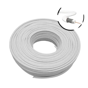 Cabo Coaxial RG06 Infinity RF 95% de Malha Dupla Blindagem 75 Ohms Rolo 100 Metros Branco