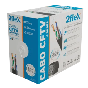 Cabo de Rede LAN para CFTV 4 Pares CCA 2Flex Branco - Caixa 305m - 2F-N4P-305-BR
