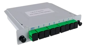 Splitter Óptico Balanceado PLC 1x8 SC APC Shoreline Box Cassette PA10 para Redes FTTH