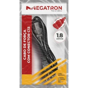 Cabo de Força Tripolar Megatron NBR 14136 para IEC C13 3G 0,75mm² 10A - 1,50m
