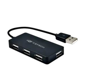 Hub USB 2.0 C3Tech 4 Portas HU-220BK Multiplicador de Conectividade Plug and Play Compacto Preto