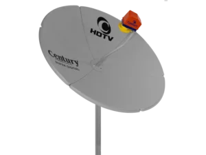 Kit Antena Parabólica de Chapa Banda Ku Century 1,50 Metros com Braço Bengala e LNBF Ku Universal de Alta Sensibilidade