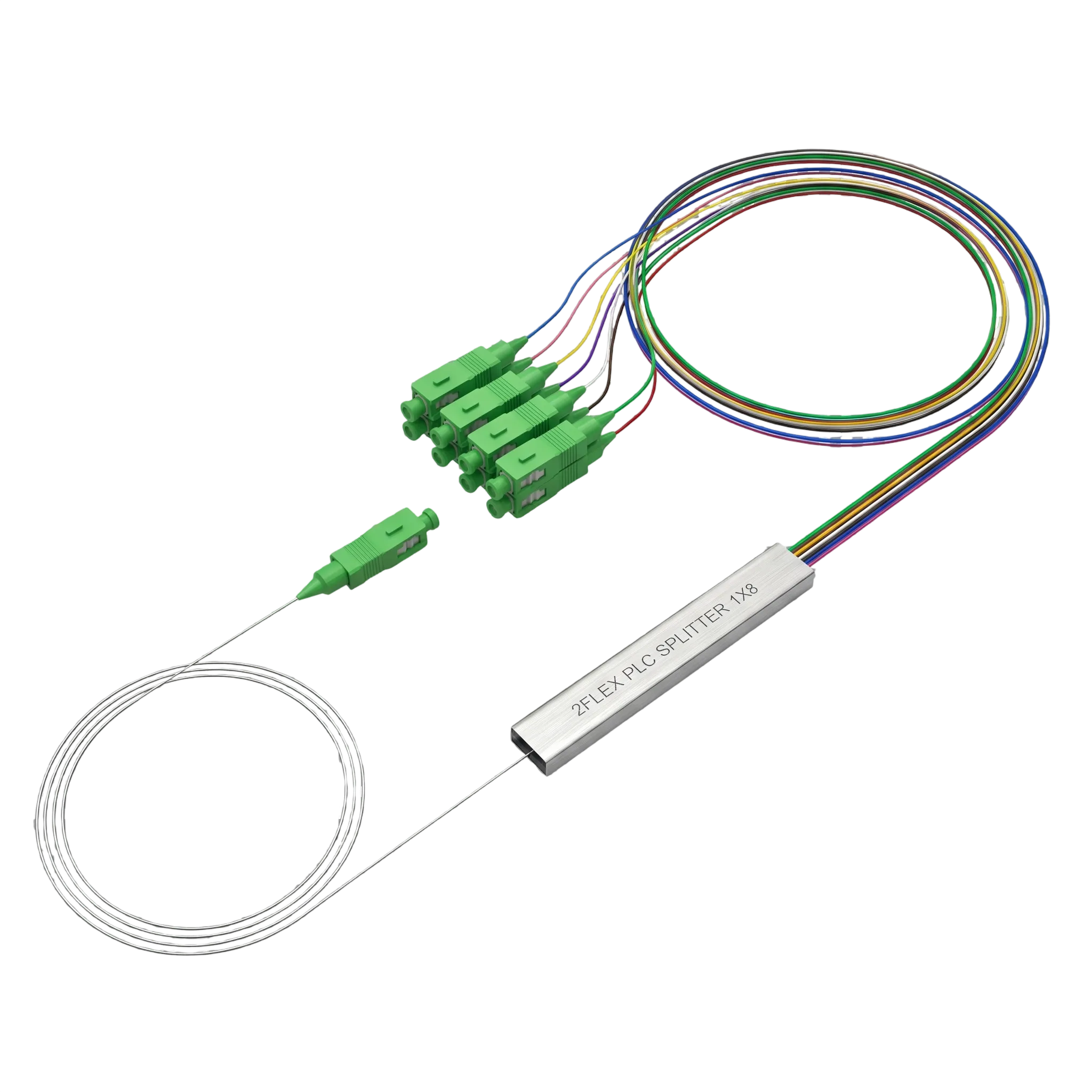 Splitter Óptico PLC Balanceado 1x8 SC/APC 2Flex - 2F-FSPLIT-X8