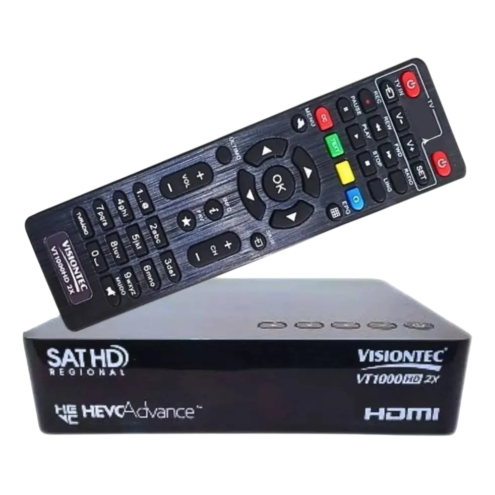 Receptor de TV Digital via Satélite Visiontec VT1000HD Full HD SAT HD Regional Banda C e Ku