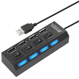 Hub USB 2.0 Kapbom KA-H4U 4 Portas Chaveadas com Interruptores Individuais e LED Indicador