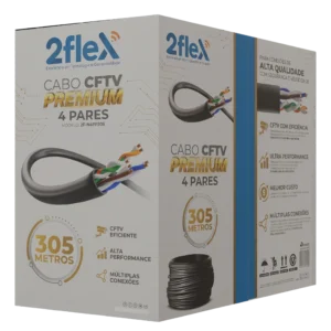 Cabo CFTV 4 Pares CCA 2Flex Premium 2F-N4PP-305 - Preto (305m)