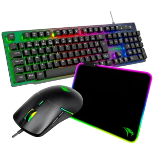 Combo Gamer 3 em 1 Viper Pro Naja Kit 617 Teclado ABNT2 LED Rainbow + Mouse Óptico 3200 DPI + Mousepad Speed