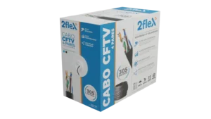 2Flex 2F-N4P-305-BL Cabo para CFTV e Rede 4 Pares CCA 24 AWG Caixa 305 Metros Preto