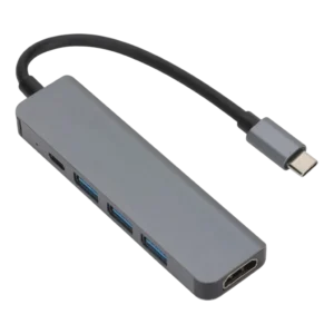Hub USB-C 5 em 1 Adaptador Multiportas DTC-01 com 3 Portas USB 3.0 e Leitor de Cartão SD/TF