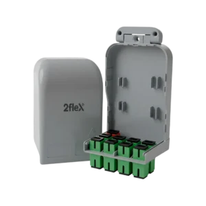 Caixa de Distribuição Óptica Interna Mini CDOI 2Flex Predial Montada Splitter PLC 1x8 SC/APC FTTH - MINI-CDOI-1X8-APC