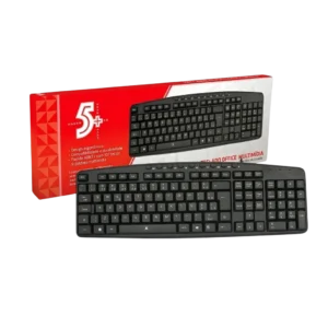 Teclado Multimídia USB com Fio 5+ Office 015-0074 com Layout ABNT2 e Proteção contra Respingos