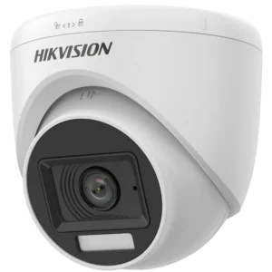 Câmera Hikvision Turbo HD Turret 2MP DS-2CE76D0T-LPFS Smart Hybrid Light 20m Lente 2.8mm com Microfone Embutido e Áudio por Coaxial