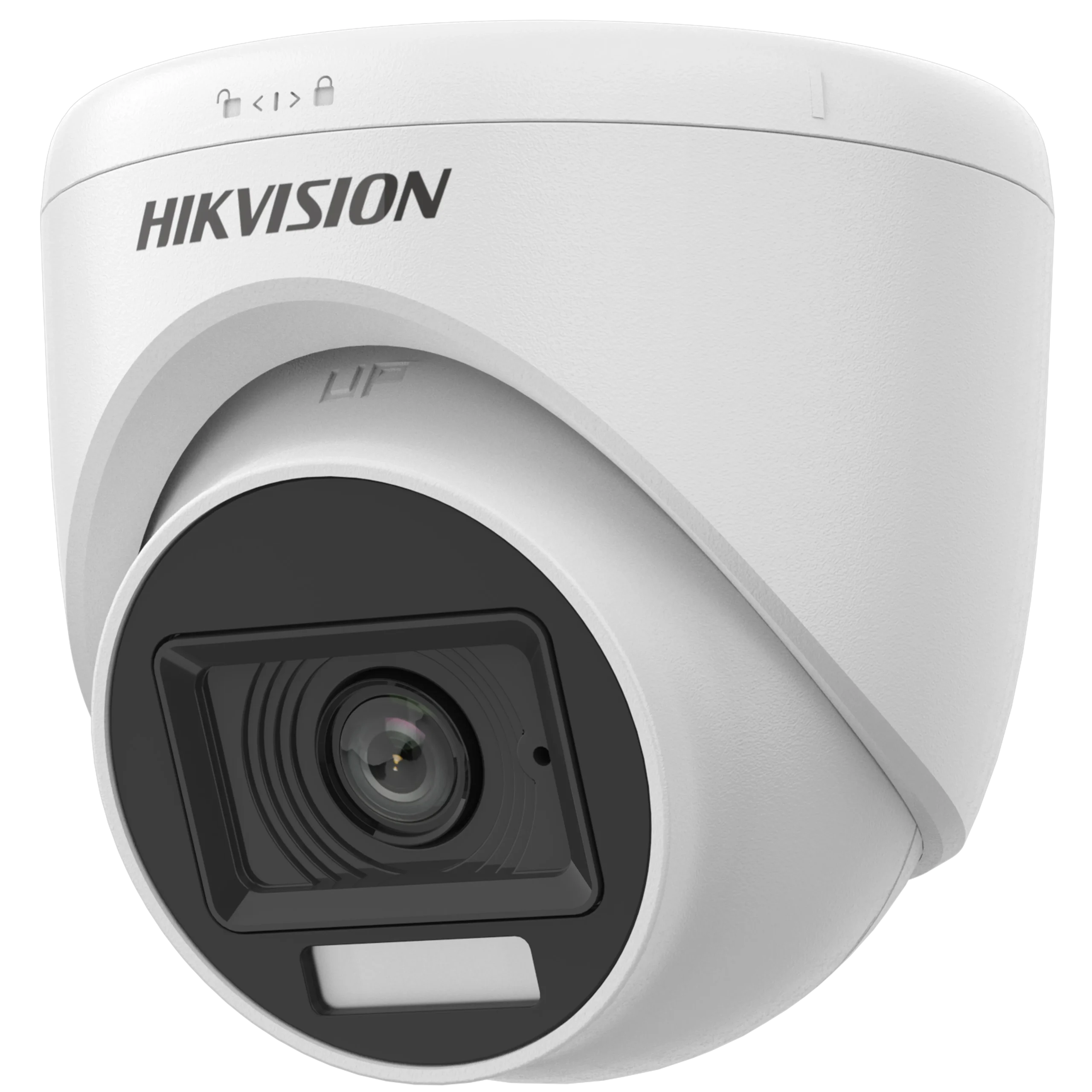 Câmera Hikvision Turbo HD Turret 2MP DS-2CE76D0T-LPFS Smart Hybrid Light 20m Lente 2.8mm com Microfone Embutido e Áudio por Coaxial